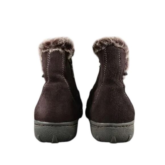 Khombu Shoes Womens 8.5 Booties Leather Faux Fur Winter Ankle Boot Gracie Brown - Picture 4 of 13